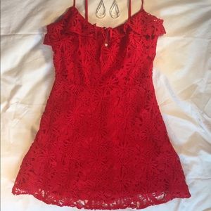 NWT Kendall & Kylie Red Lace Mini Dress Pacsun S